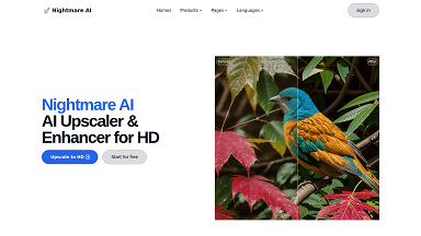 Nightmare AI: Online AI Upscaler for free, support 4k resolution