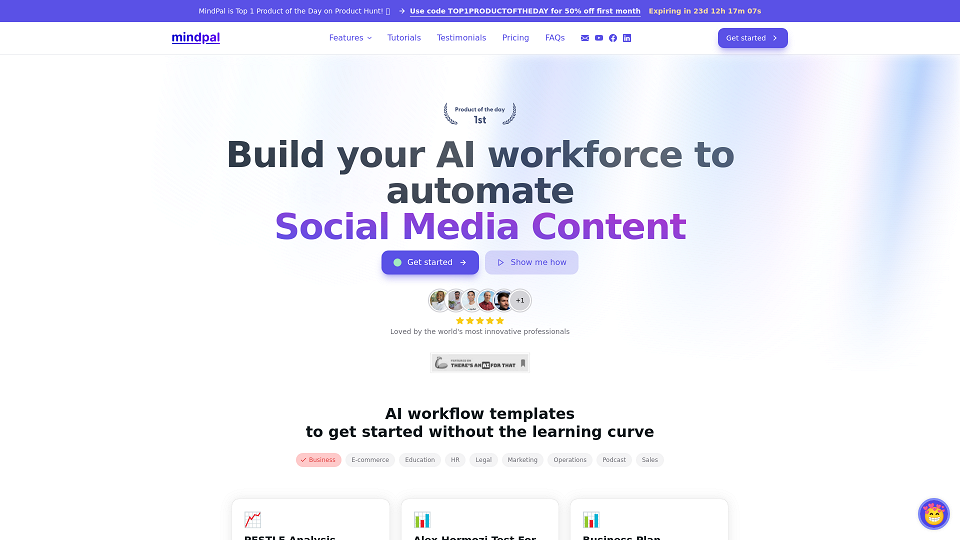 Screenshot for Build Your AI Workforce with MindPal