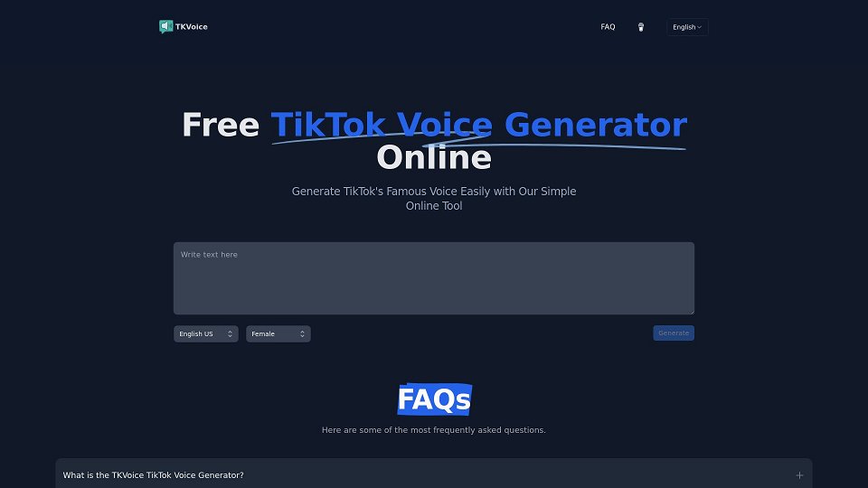 Screenshot for Free TikTok Voice Generator: Online Text to Voice Tool | TKVoice