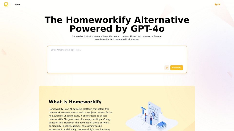 Screenshot for Homeworkify.im: GPT-4o 기술을 활용한 Homeworkify 대안