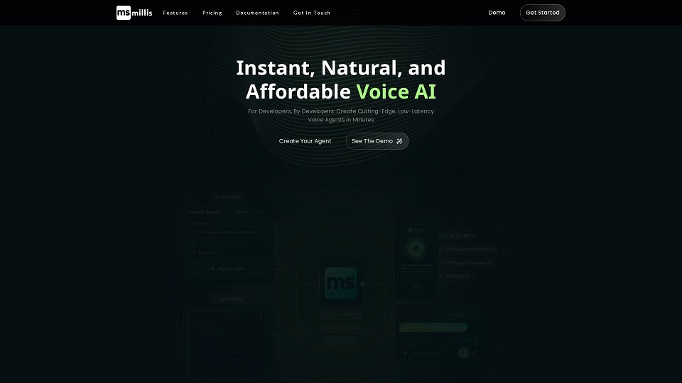 Screenshot for Millis AI - Instant, Natural, and Affordable Voice AI