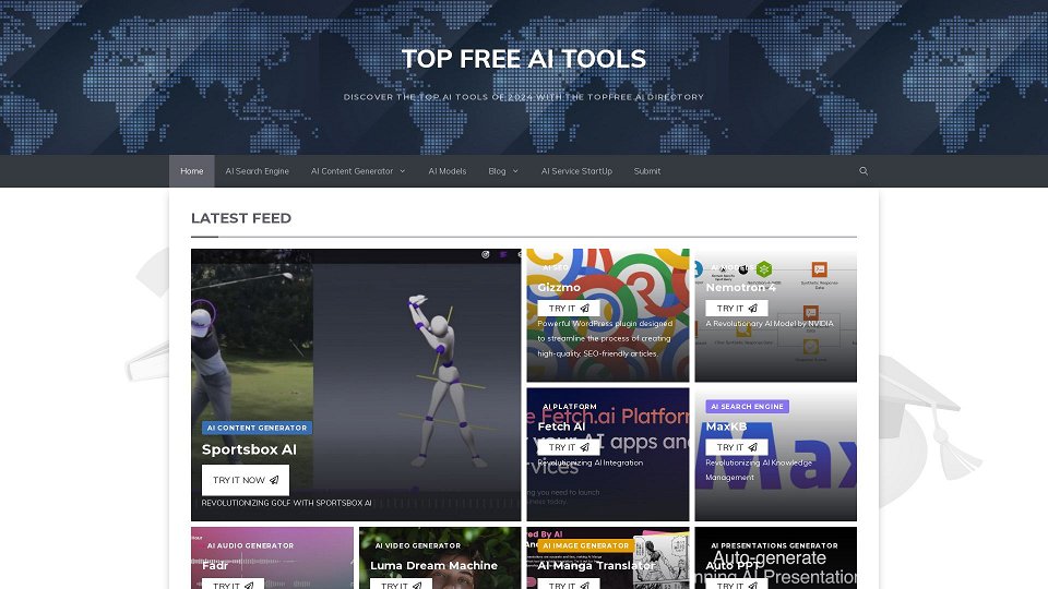 Screenshot for Top Free AI Tools - TopFree.AI 디렉토리를 통해 2024년 최고의 AI 도구를 발견하세요