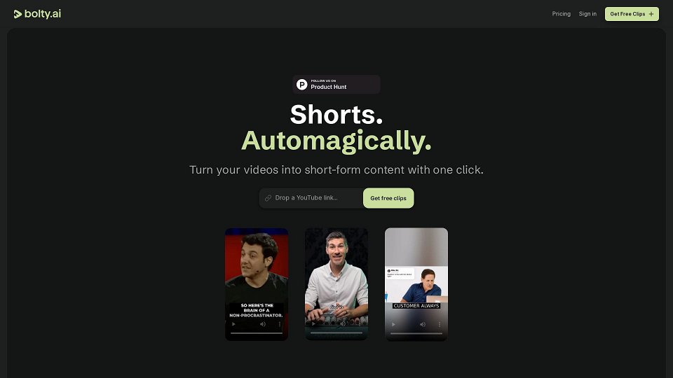 Screenshot for Bolty.ai –&#xa0;Create short-form videos automagically