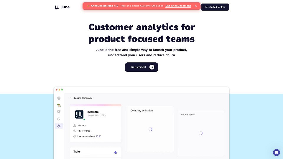 Screenshot for June - Customer analytics for B2B SaaS 