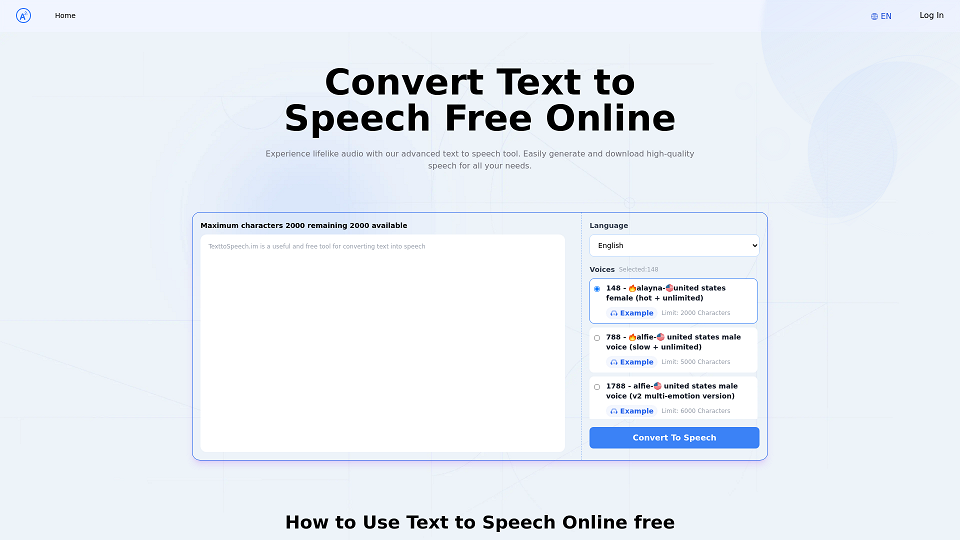 Screenshot for Text to Speech.im：무료 온라인 텍스트 음성 변환