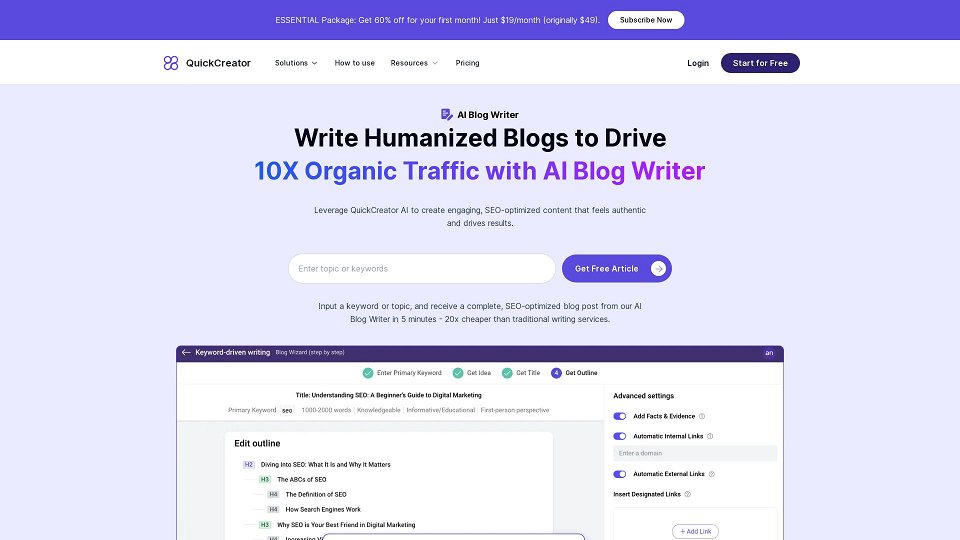 Screenshot for AI Blog Writer - Erstellen Sie menschliche, SEO-optimierte Blogs | QuickCreator