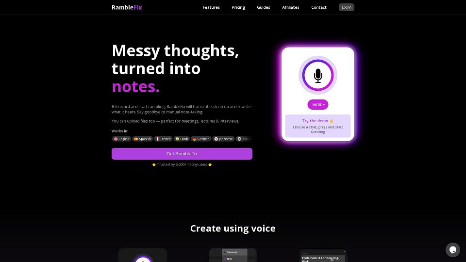 Screenshot for RambleFix: AI Note-taking &amp; Writing Tool