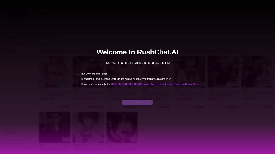Screenshot for Rushchat.AI - Chat avec des personnages IA NSFW, Des interactions avec des personnages qui repoussent les limites