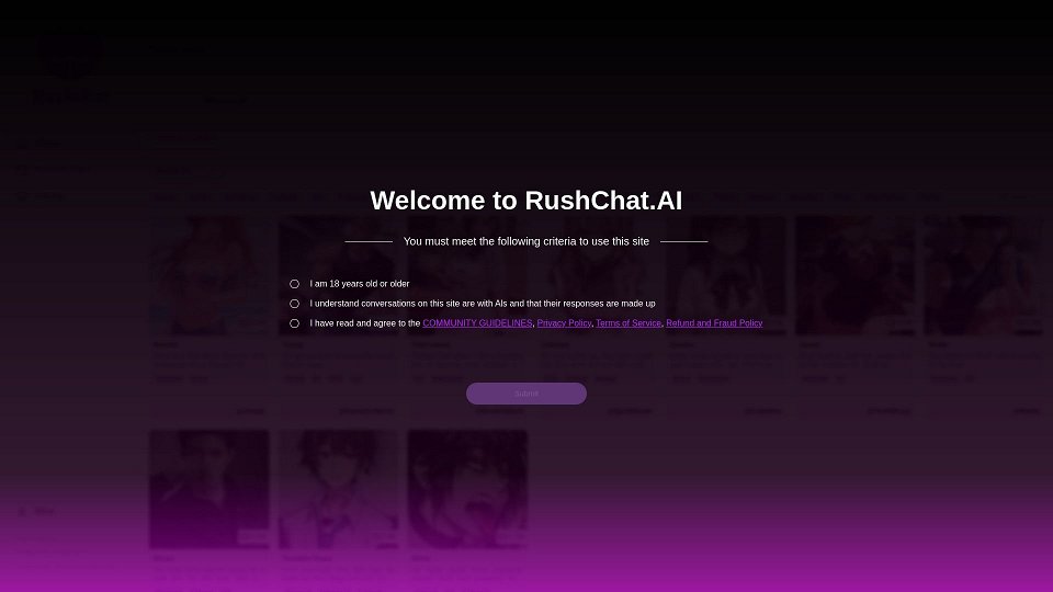 Screenshot for Rushchat.AI - Bate-papo com Personagens de IA NSFW, Interagindo sem Limites