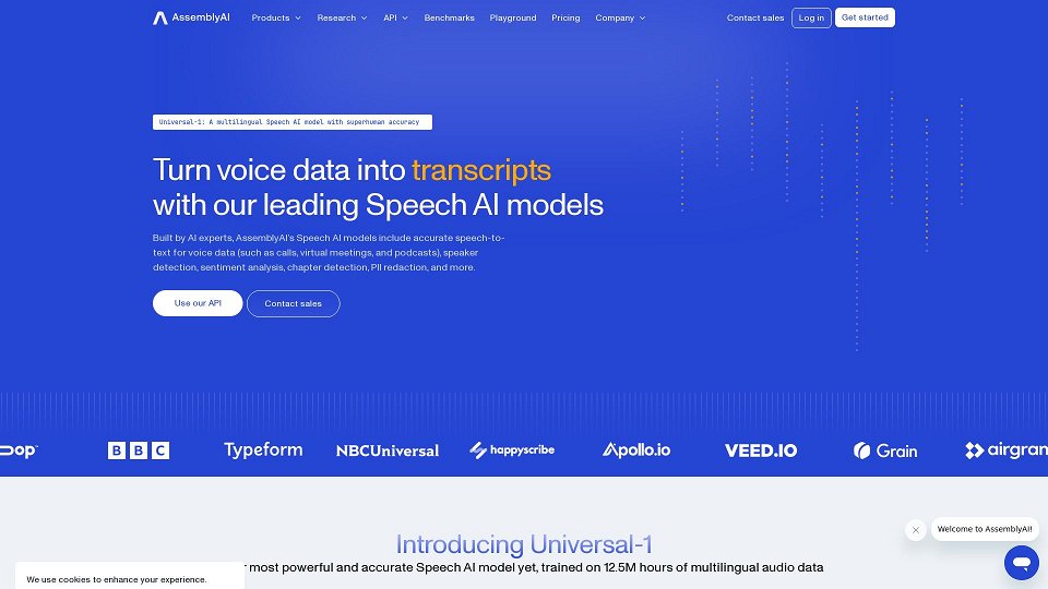 Screenshot for AssemblyAI | AI models to transcribe and understand speech