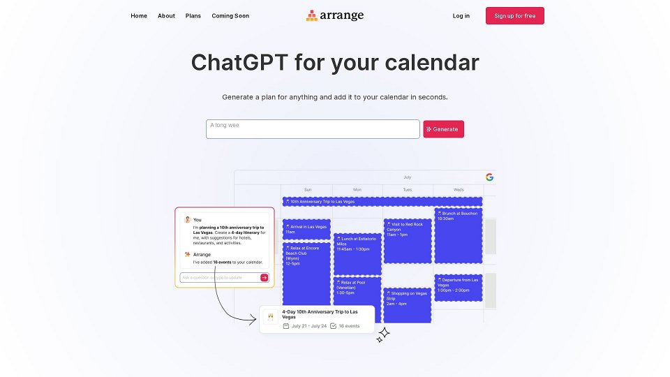 Screenshot for Arrange | ChatGPT for your calendar