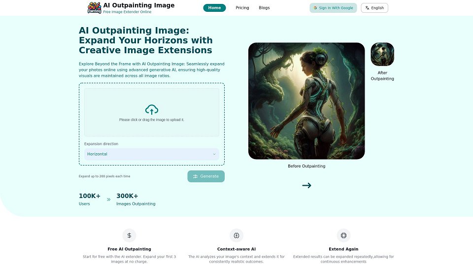 Screenshot for Gratis online tool voor het uitbreiden van AI-afbeeldingen AI Outpainting Image