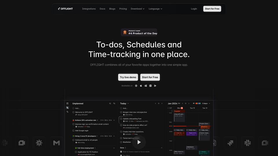 Screenshot for OFFLIGHT | To-dos and Schedules, Time-tracking in one place