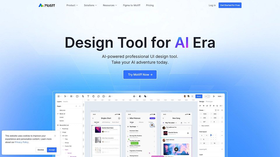 Screenshot for Motiff: AI-aangedreven professionele interface-ontwerptool