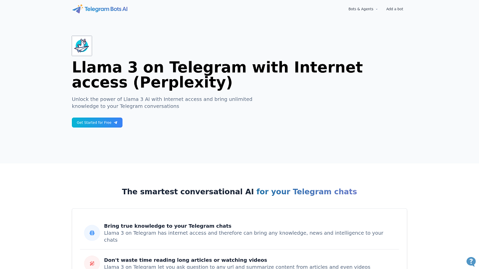 Screenshot for Llama 3 sur Telegram avec accès à Internet - Débloquez la puissance de Llama 3 AI avec accès à Internet et apportez une connaissance illimitée à vos conversations sur Telegram