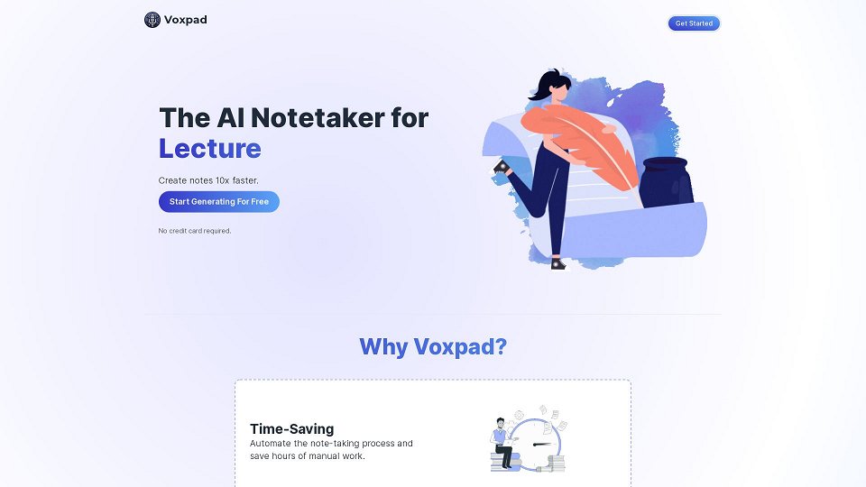 Screenshot for Voxpad - AI Notetaker for Converting Video and Audio into Detailed, Customizable Notes. Lecture Notes, Meeting Notes, and more!