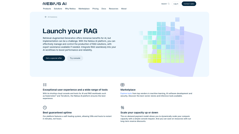 Screenshot for Retrieval-augmented generation | Nebius AI - Nebius AI solutions for ML&AI