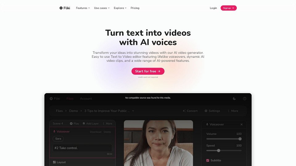 Screenshot for Fliki: AI Video Generator - Turn Ideas into Videos