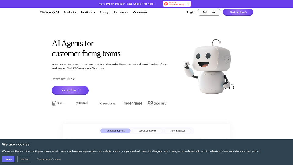 Screenshot for AI Agents for customer-facing teams | Threado AI