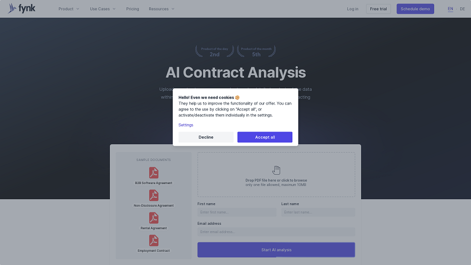 Screenshot for Analyse de contrat alimentée par l'IA - Gestion des contrats | fynk