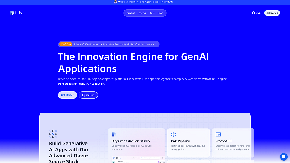 Screenshot for Dify.AI · The Innovation Engine for Generative AI Applications