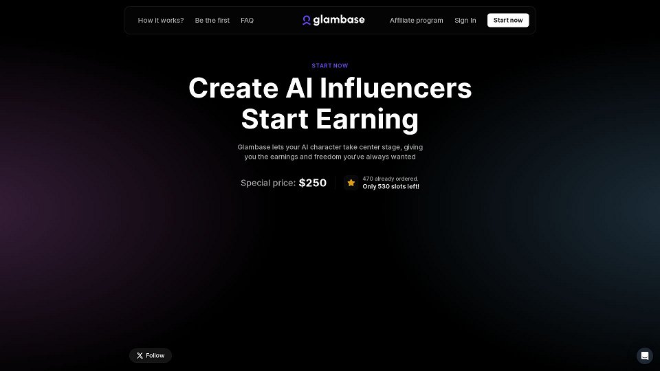 Screenshot for Glambase - AI Influencer Creation Platform | Virtual Persona Generator