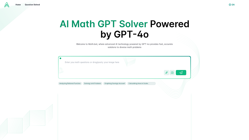 Screenshot for Solveur mathématique IA GPT alimenté par GPT-4o en ligne gratuit | Math Bot
