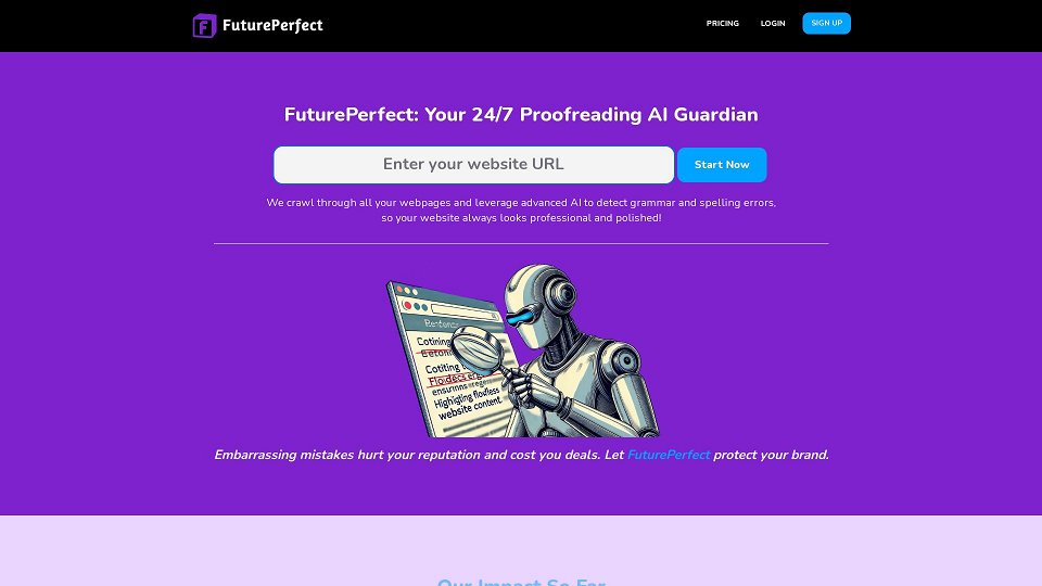 Screenshot for FuturePerfect: your Website's 24/7 Spelling and Grammar Guardian