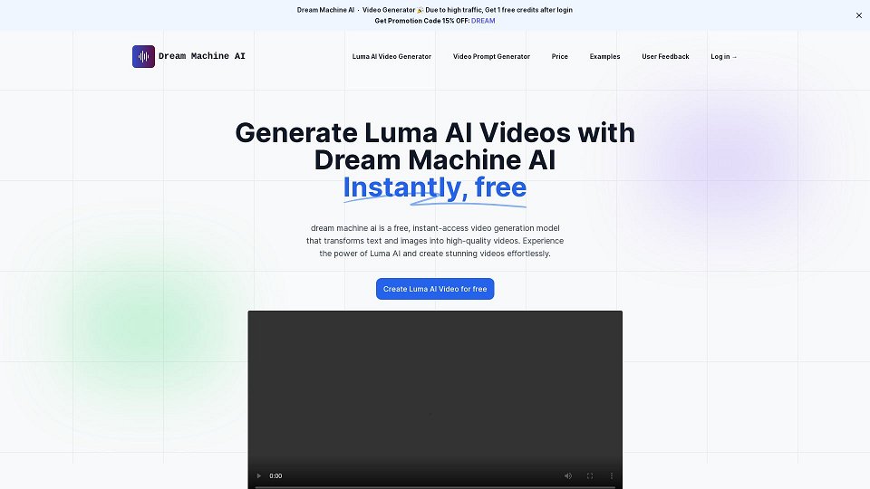 Screenshot for Free Luma AI Video Generateor By Dream Machine AI