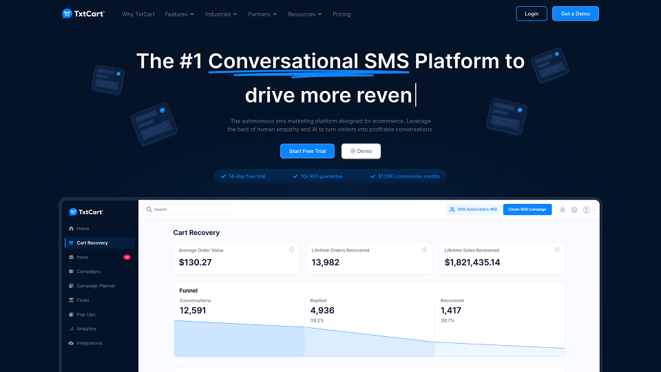 Screenshot for TxtCart® | Conversational SMS Marketing for Shopify Brands