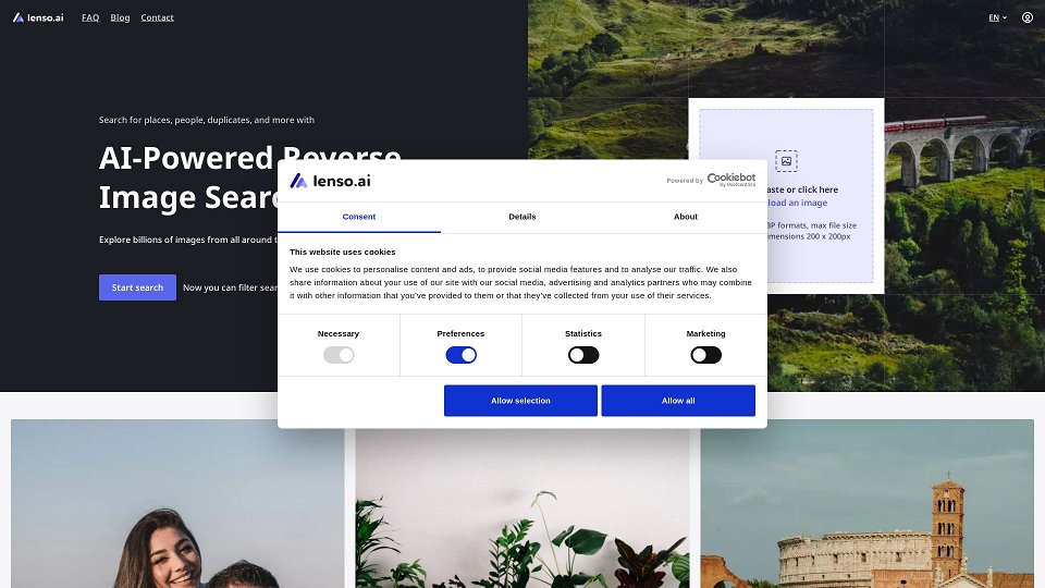 Screenshot for Lenso.ai - KI-gestütztes Reverse Image Search-Tool