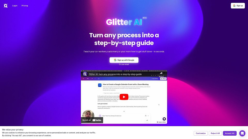 Screenshot for Glitter AI | Turn any process into a step-by-step guide