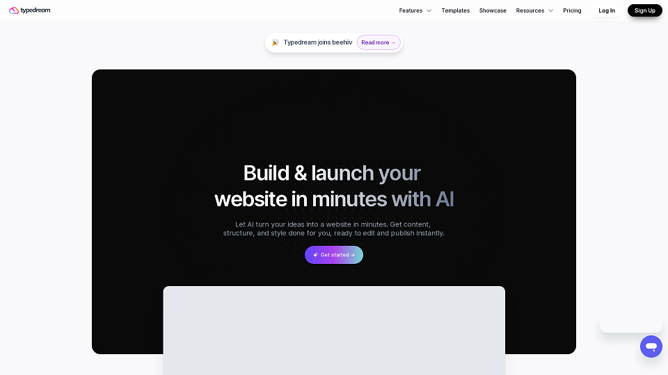 Screenshot for Typedream – Plan &amp; Build Your Website with AI | AI Website Builder for Businesses &amp; Designers