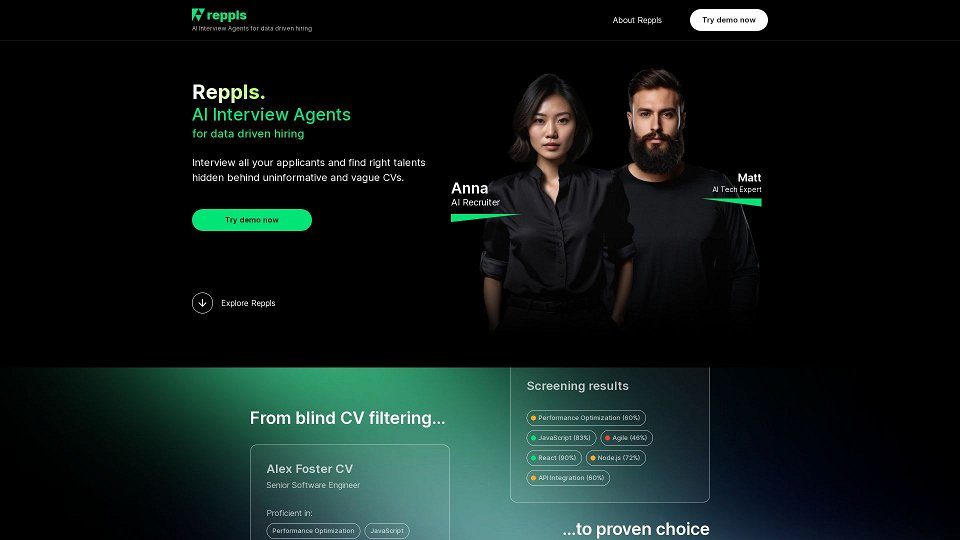 Screenshot for Reppls | AI Interview Agents