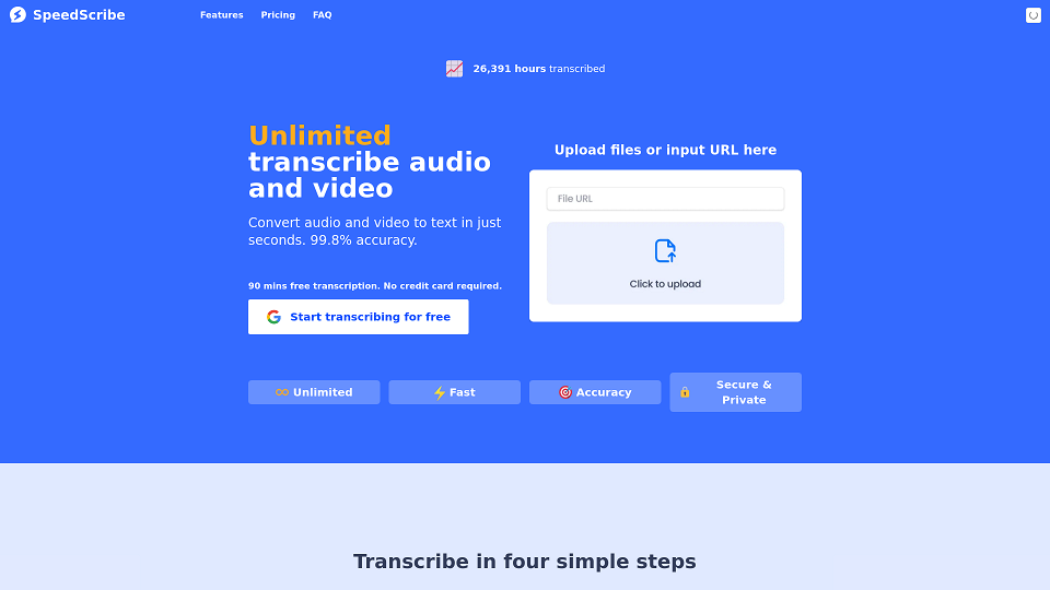 Screenshot for Speedscribe: Convert Video and Audio to Text Fast & Accurate